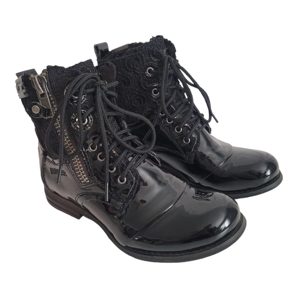 Free People Bunker Sara Black Patent Leather Boots